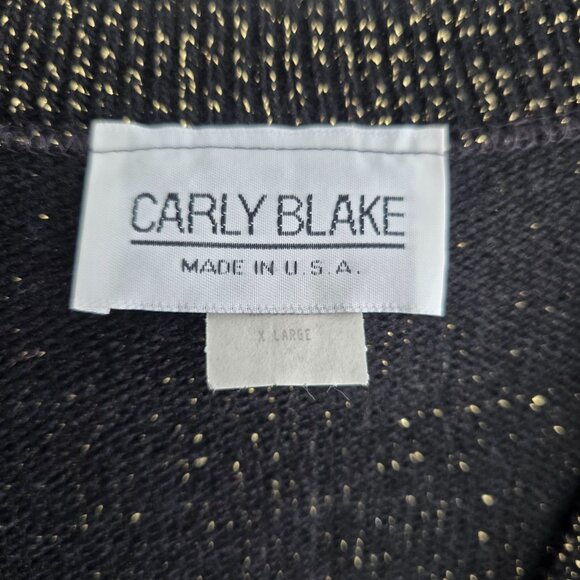 1980s XL Metallic Cardigan Black Gold Shimmer Y2K Holiday NYE USA Deadstock New - Picture 2 of 7